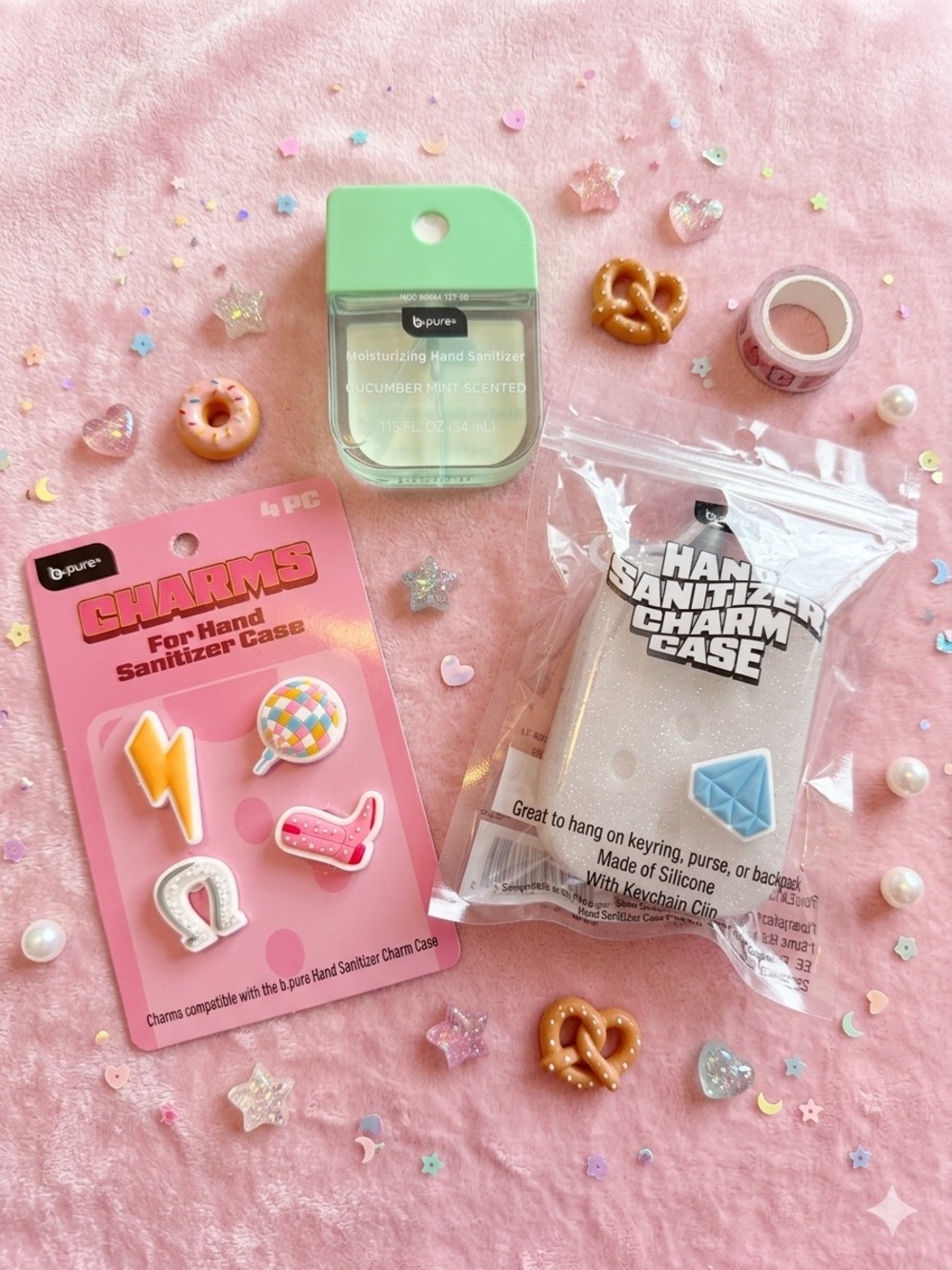 Hand sanitizer case & charms